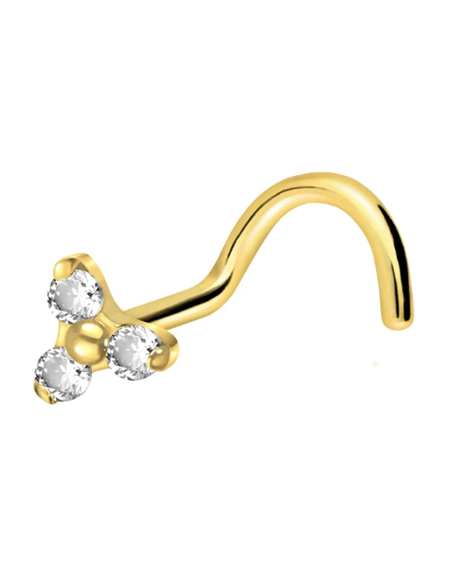 gold nose ring with a dainty crystal trinity
