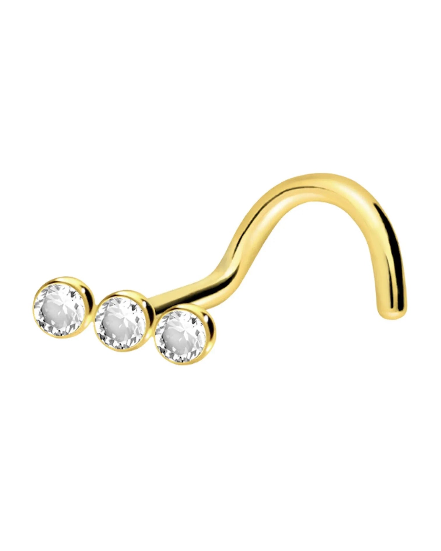 gold nose ring with dainty crystals