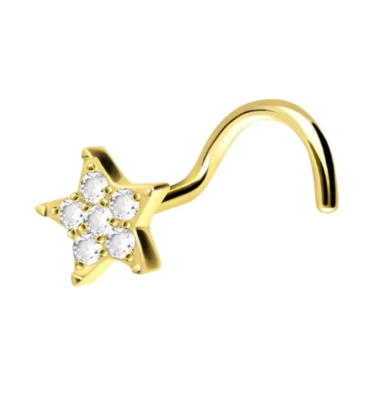 gold nose ring with a sparkly star