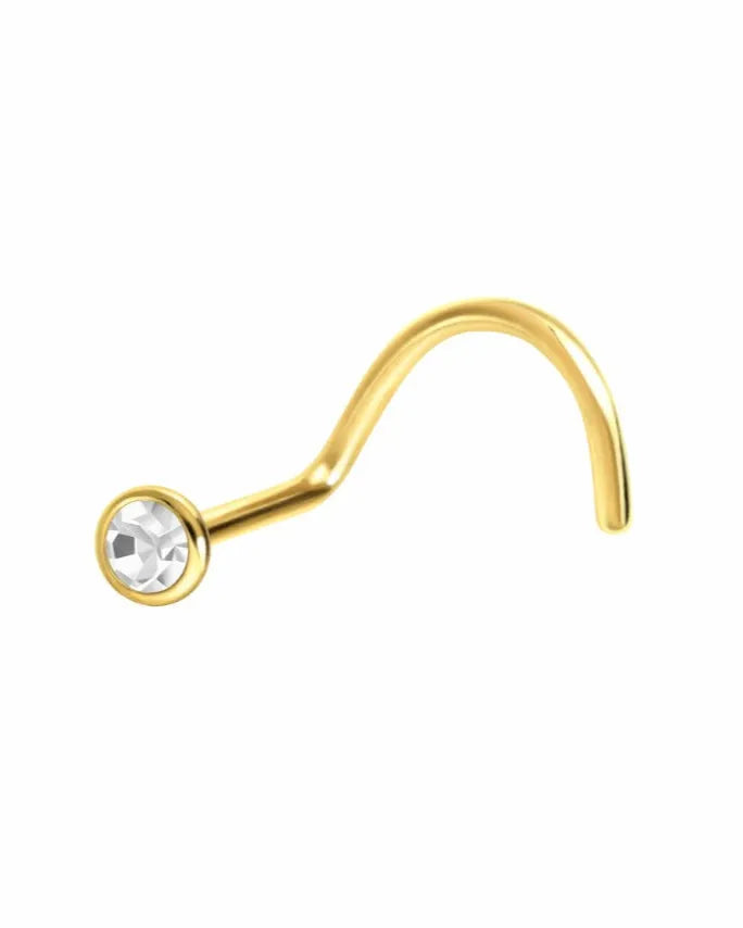 gold nose ring with a beautiful dainty crystal