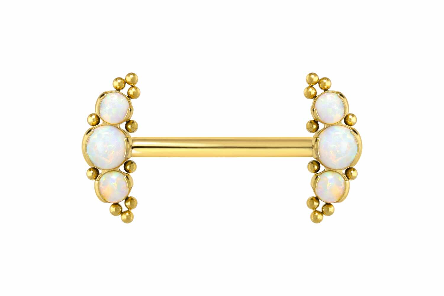 Titanium Push Pin Nipple Barbell - Beaded Opals