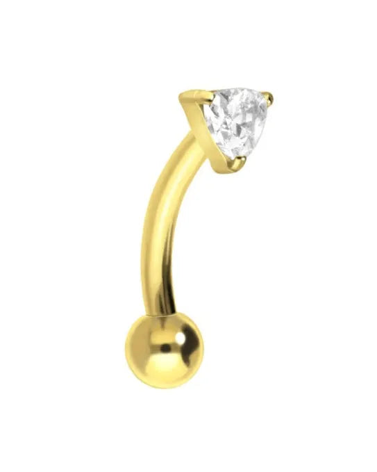 gold rook piercing jewelry with a dainty crystal triangle