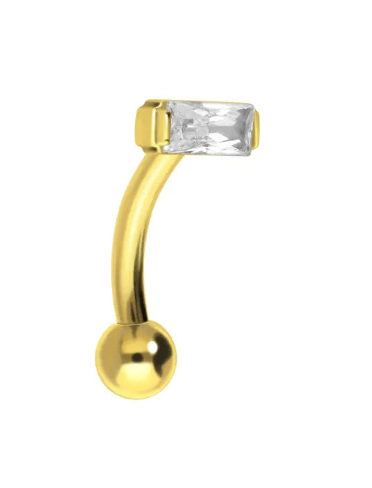 gold vertical labret jewelry with an elegant crystal rectangle