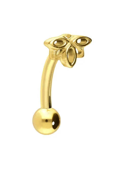 gold rook piercing jewelry with a tiny lotus