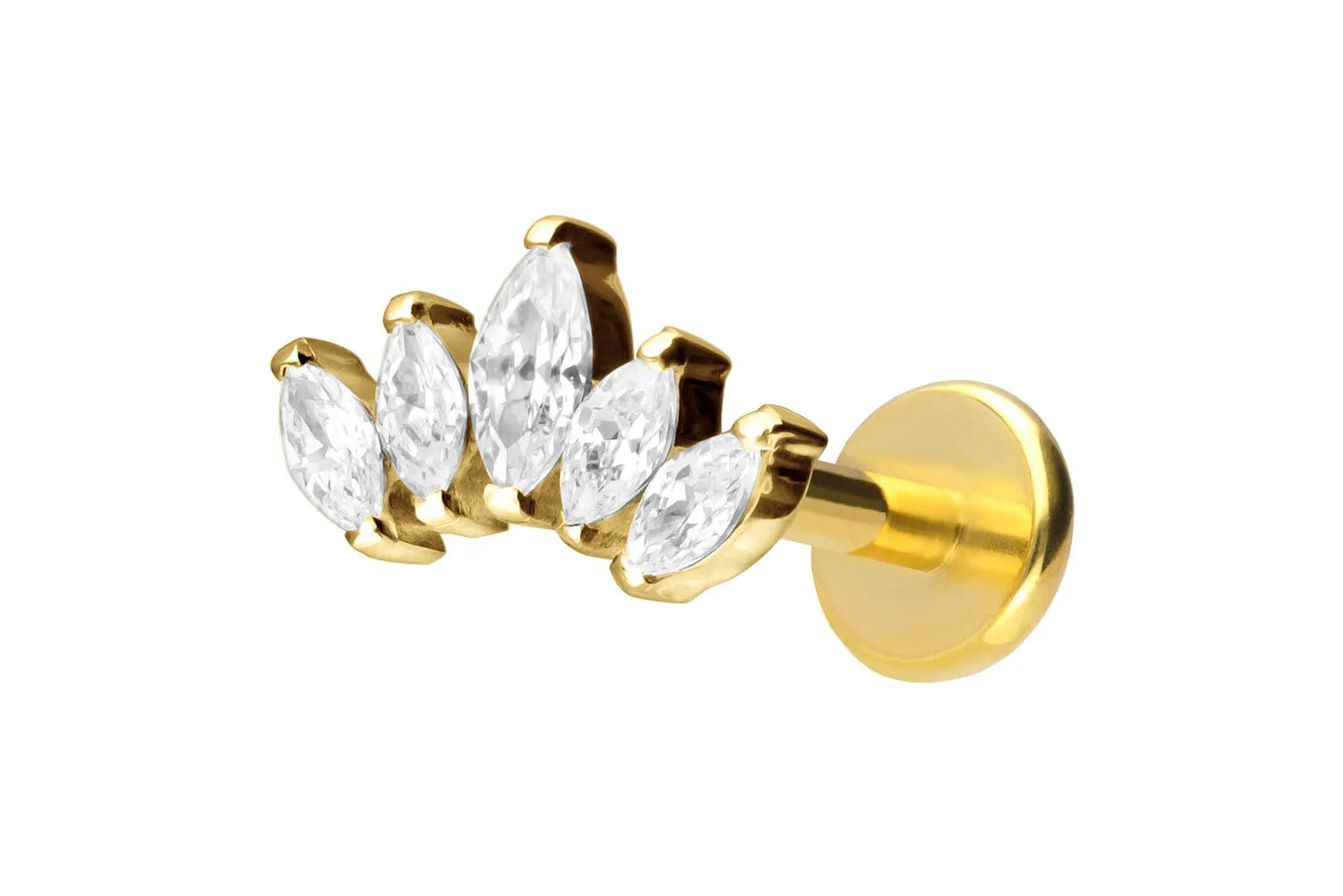 gold cartilage earring with a dainty curved design