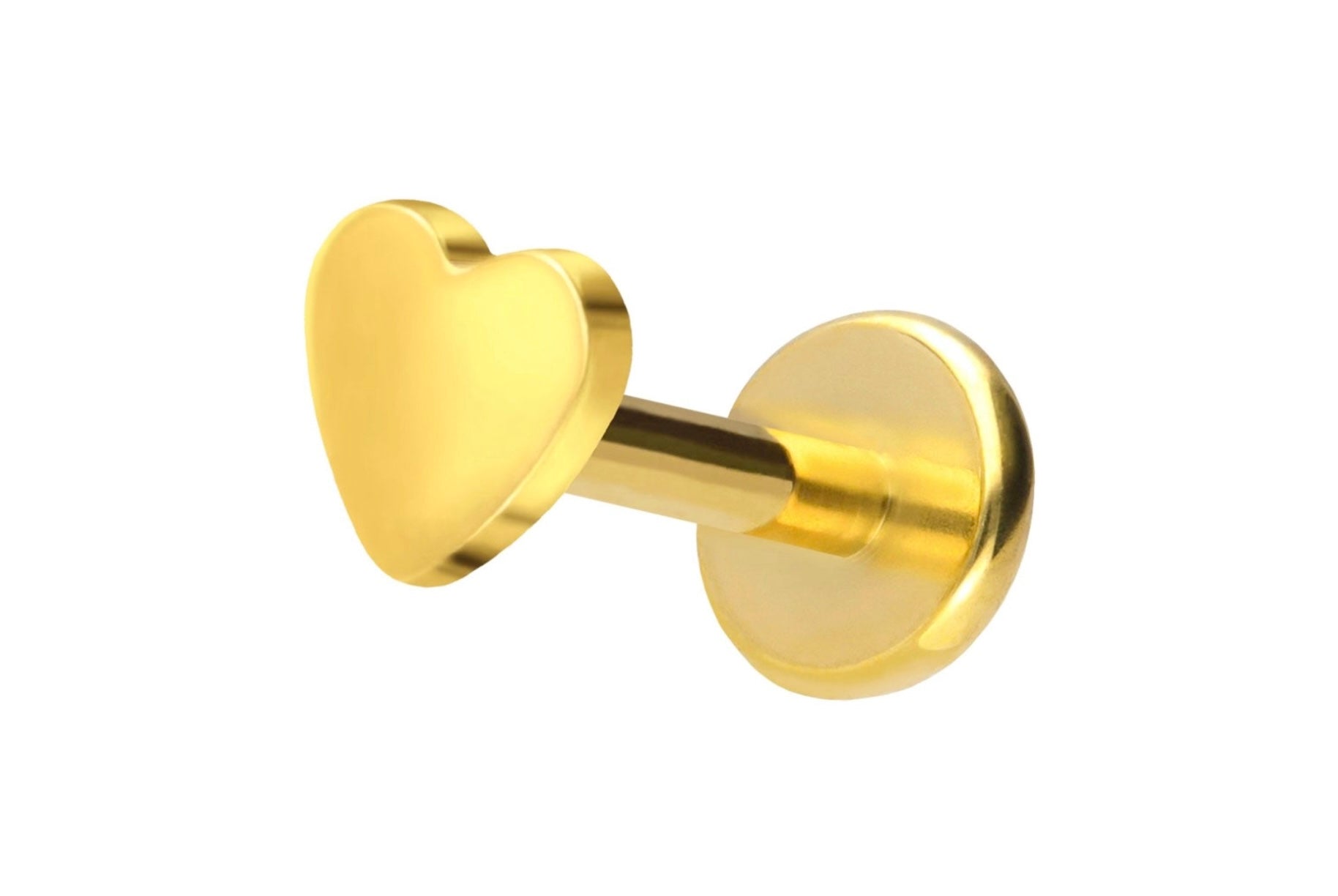 gold flat back earring featuring a dainty heart