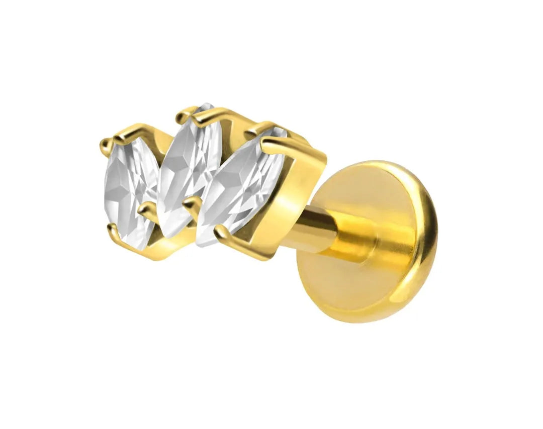 dainty gold flat back earring for tragus or helix