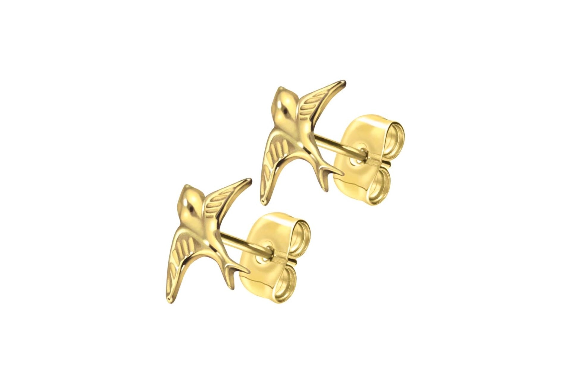 gold hypoallergenic swallow earrings