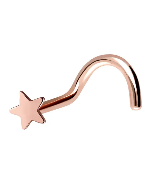 non-tarnish nose ring with a small star