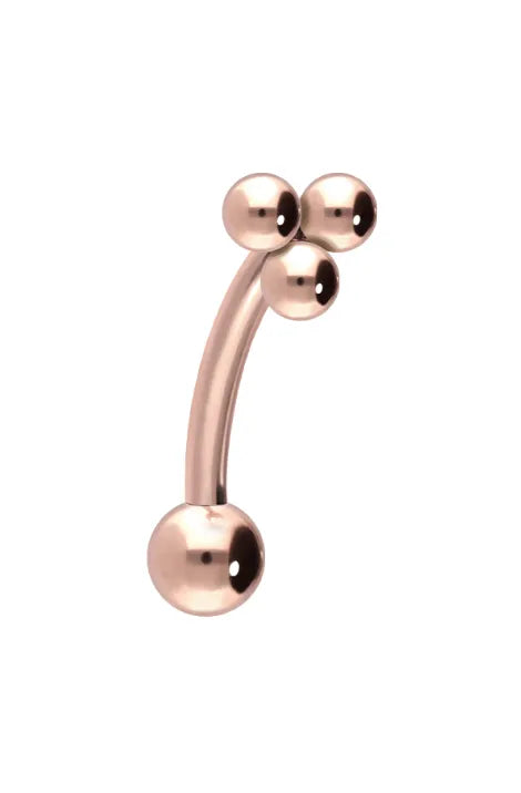rose gold rook piercing jewelry with 3 dainty balls