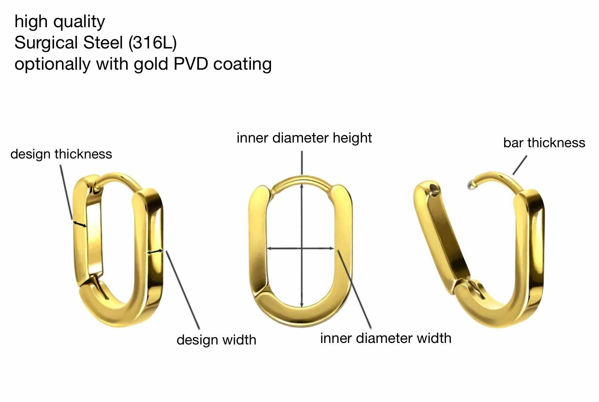 specifications for gold unique hoop earring