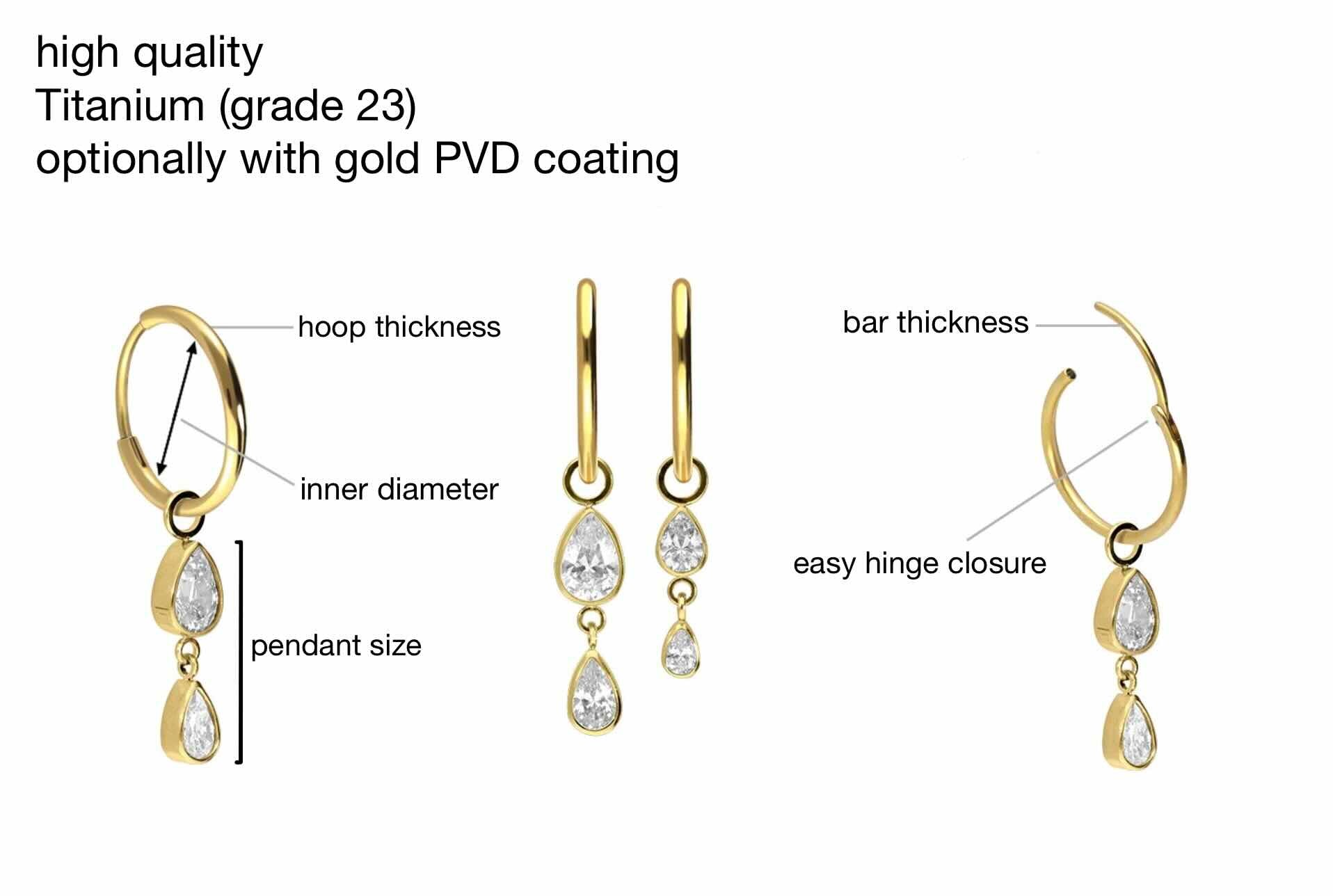 product specifications for dangle hoop earrings