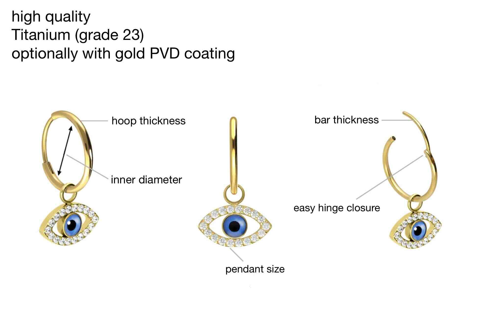 specifications for evil eye hoop earrings