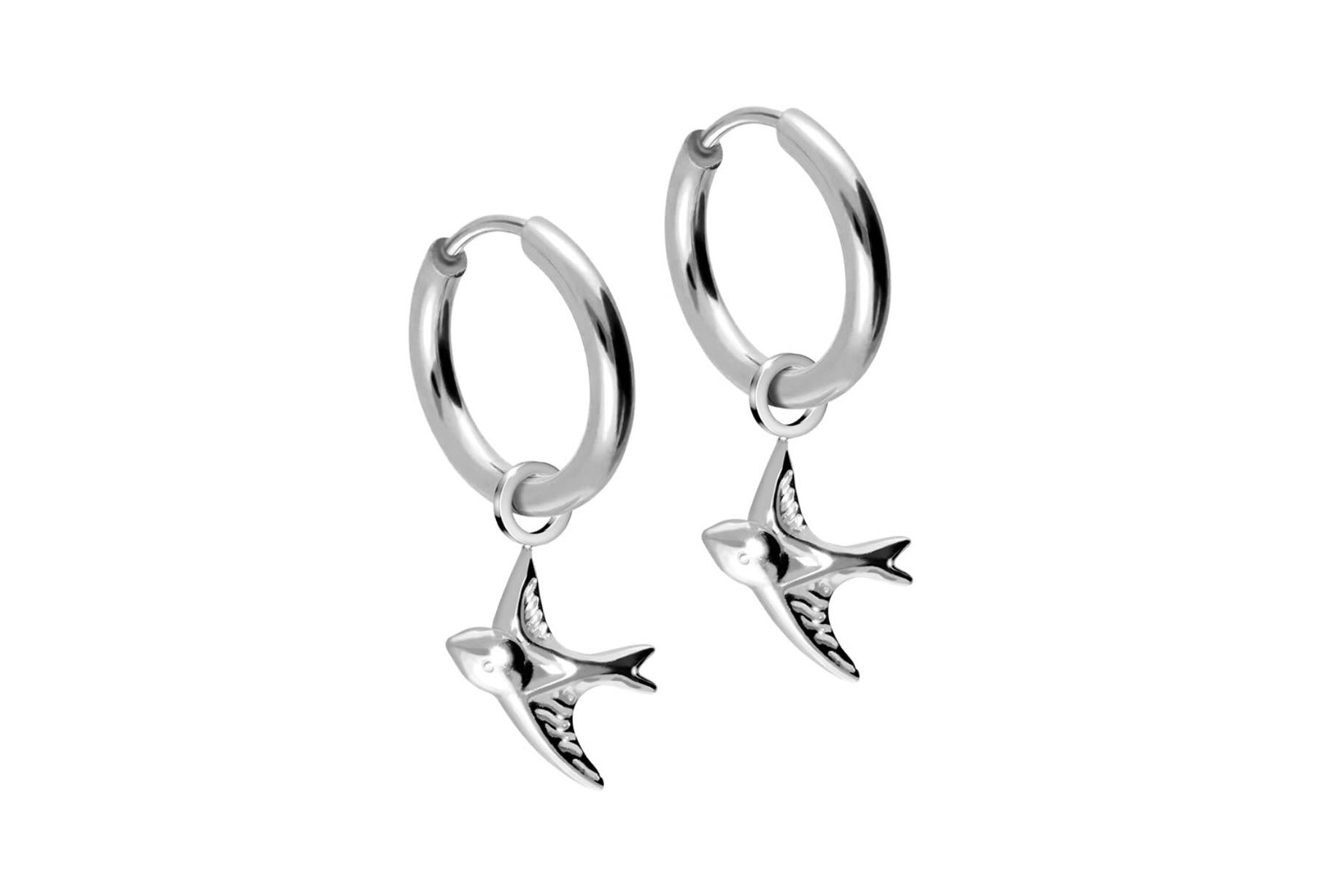Hypoallergenic Dangle Hoop Earrings featuring a swallow design