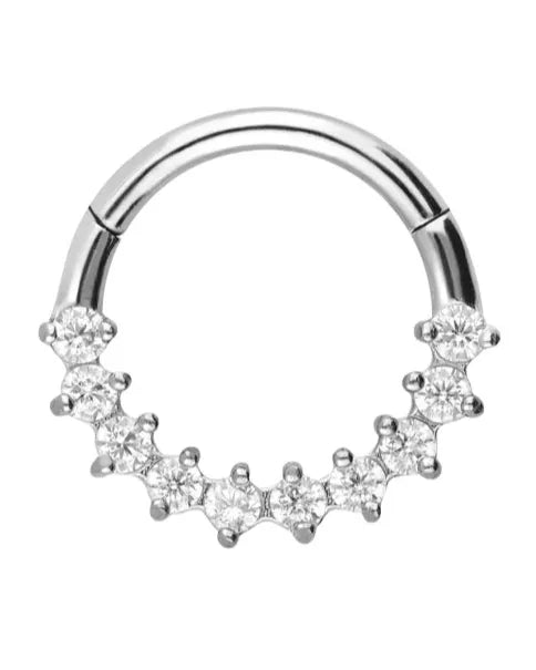 hypoallergenic hoop for septum and daith piercing featuring dainty crystals
