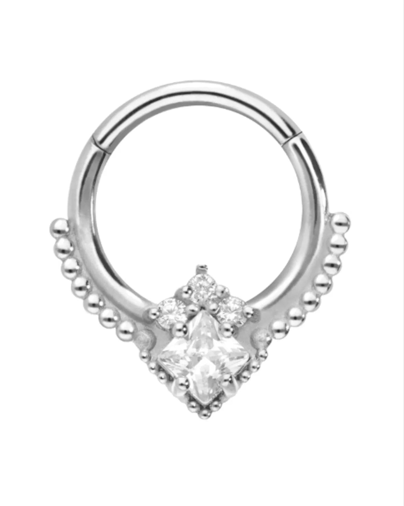 hypoallergenic daith jewelry featuring a beaded crystal design
