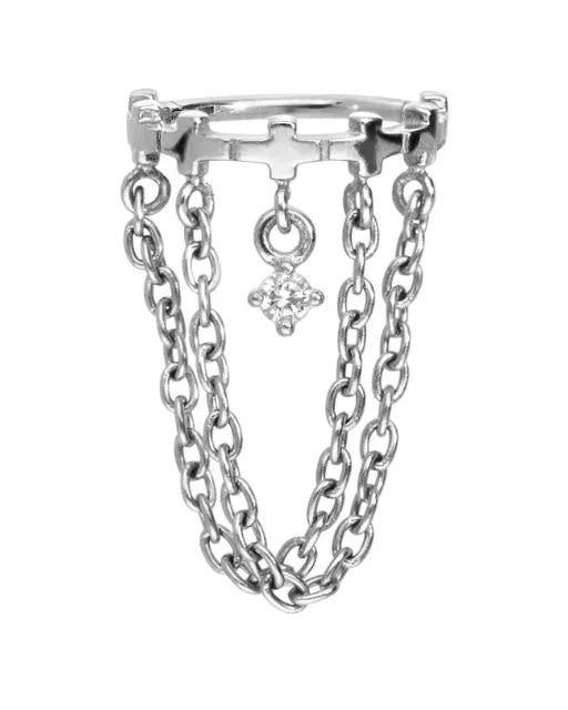 non-tarnish cartilage hoop featuring a dangle design