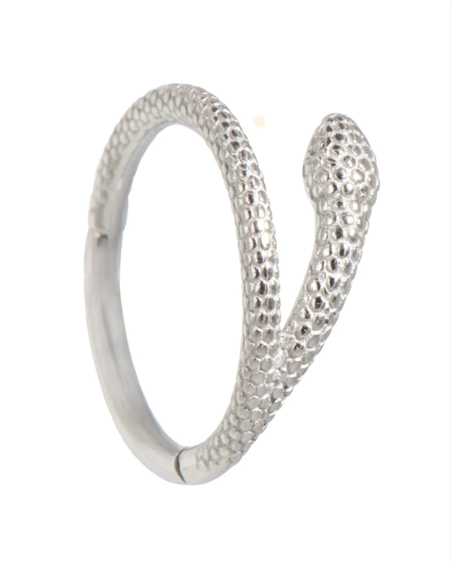 hypoallergenic cartilage hoop featuring a wrapping snake design