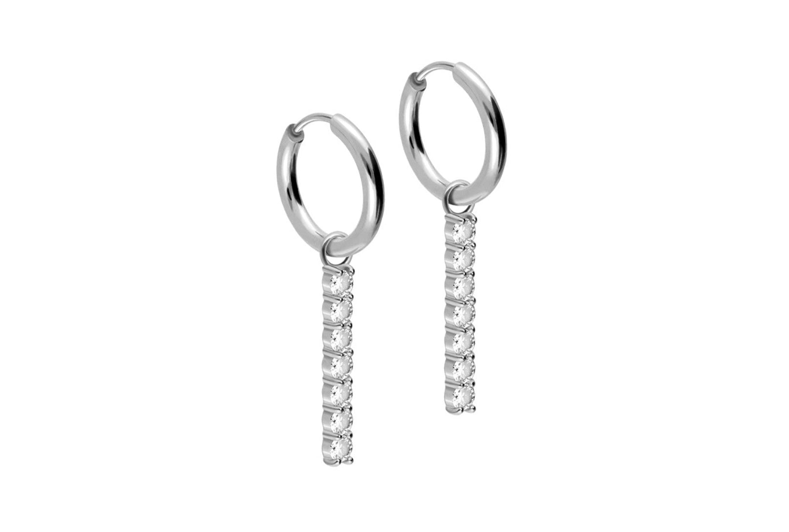 stainless steel hoop earrings with an elegant dangle design