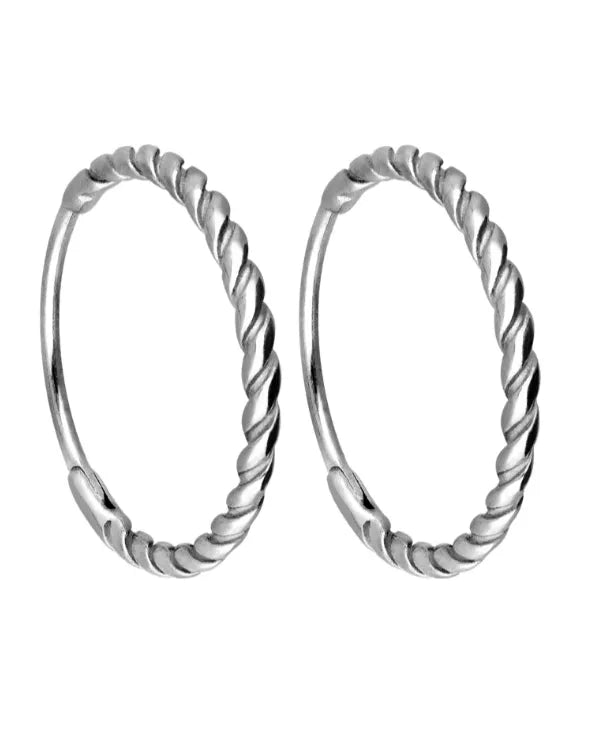 non-tarnish hoop earrings featuring a dainty twisted design