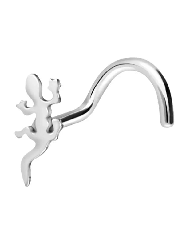 hypoallergenic nose ring featuring a dainty lizard