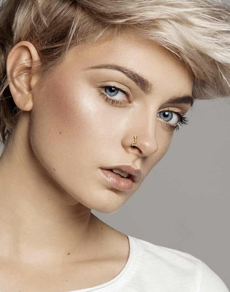 Surgical Steel Nose Ring L-Shape Stud - Hugging Snake
