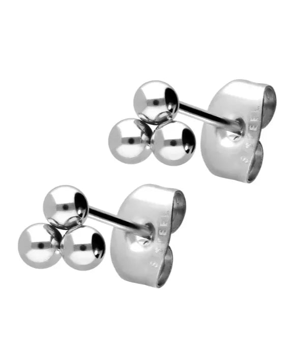 non-tarnish stud earrings featuring 3 dainty balls