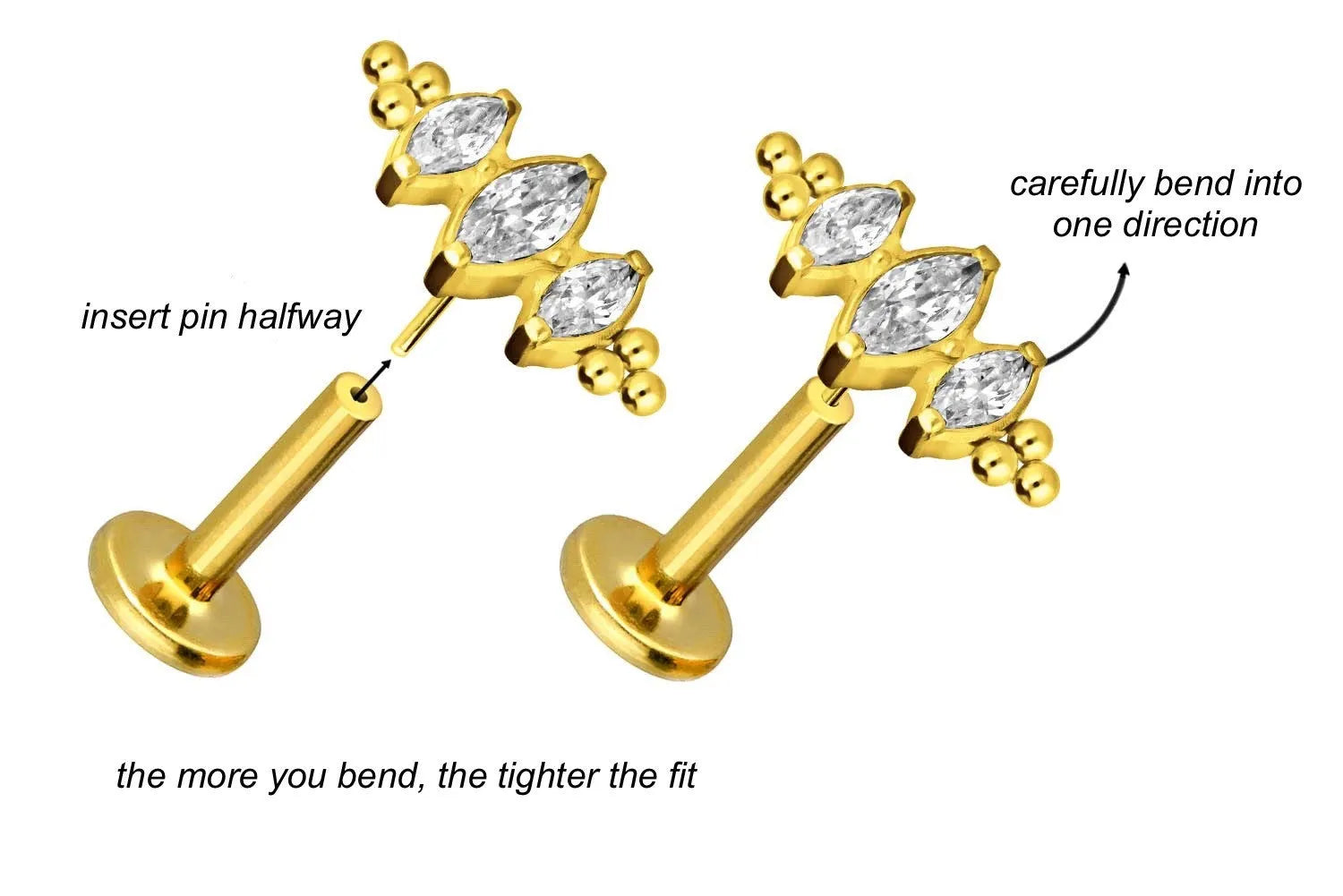 Titanium Push Pin Flat Back Stud - Beaded Beauty