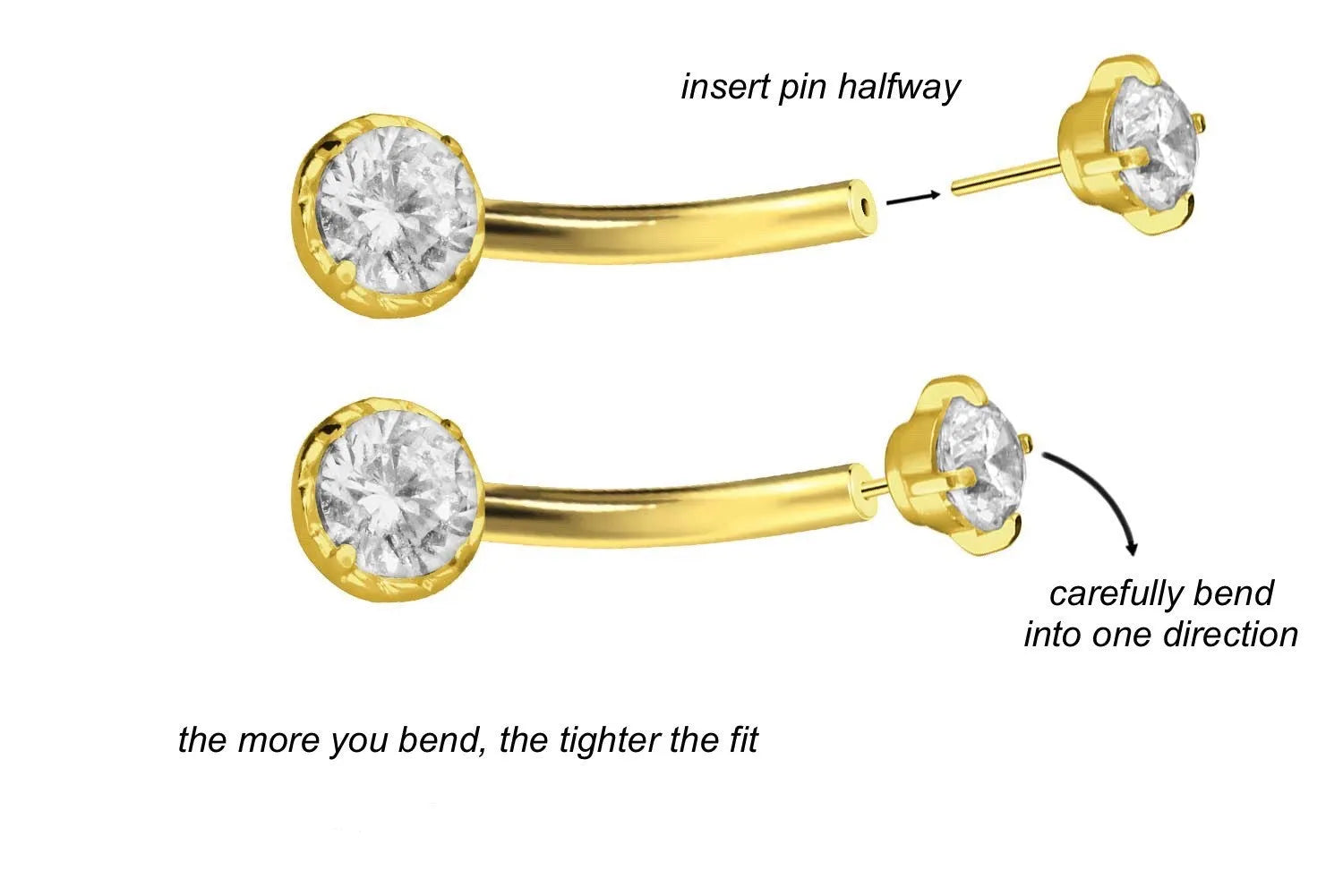 Titanium Push Pin Curved Barbell - The Super Sparkle