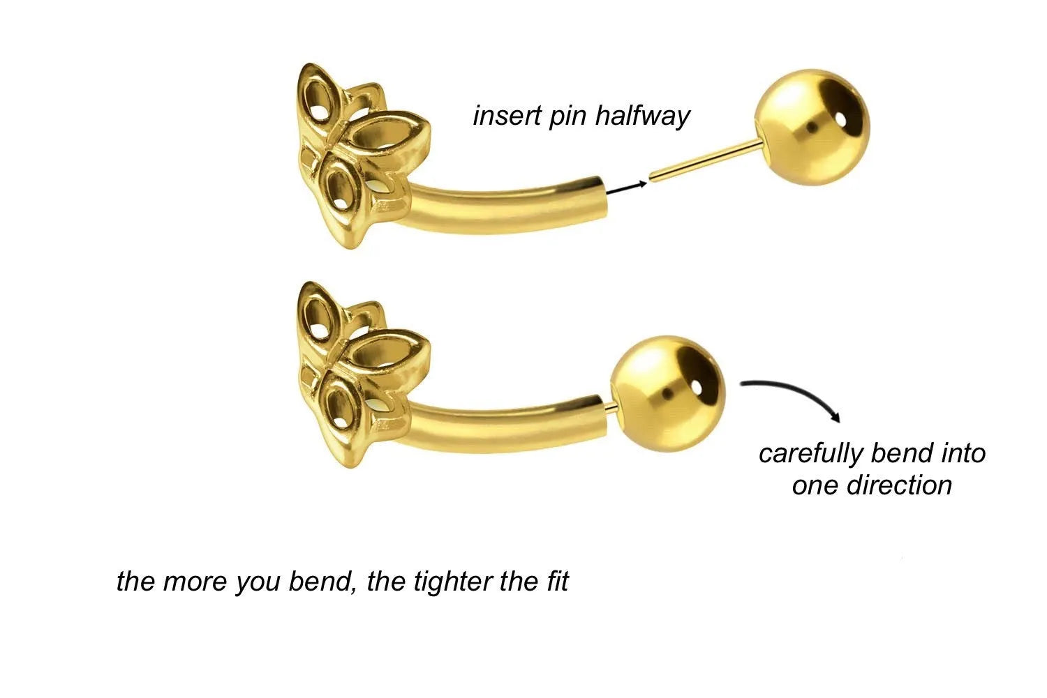 Titanium Push Pin Curved Barbell - Mini Lotus