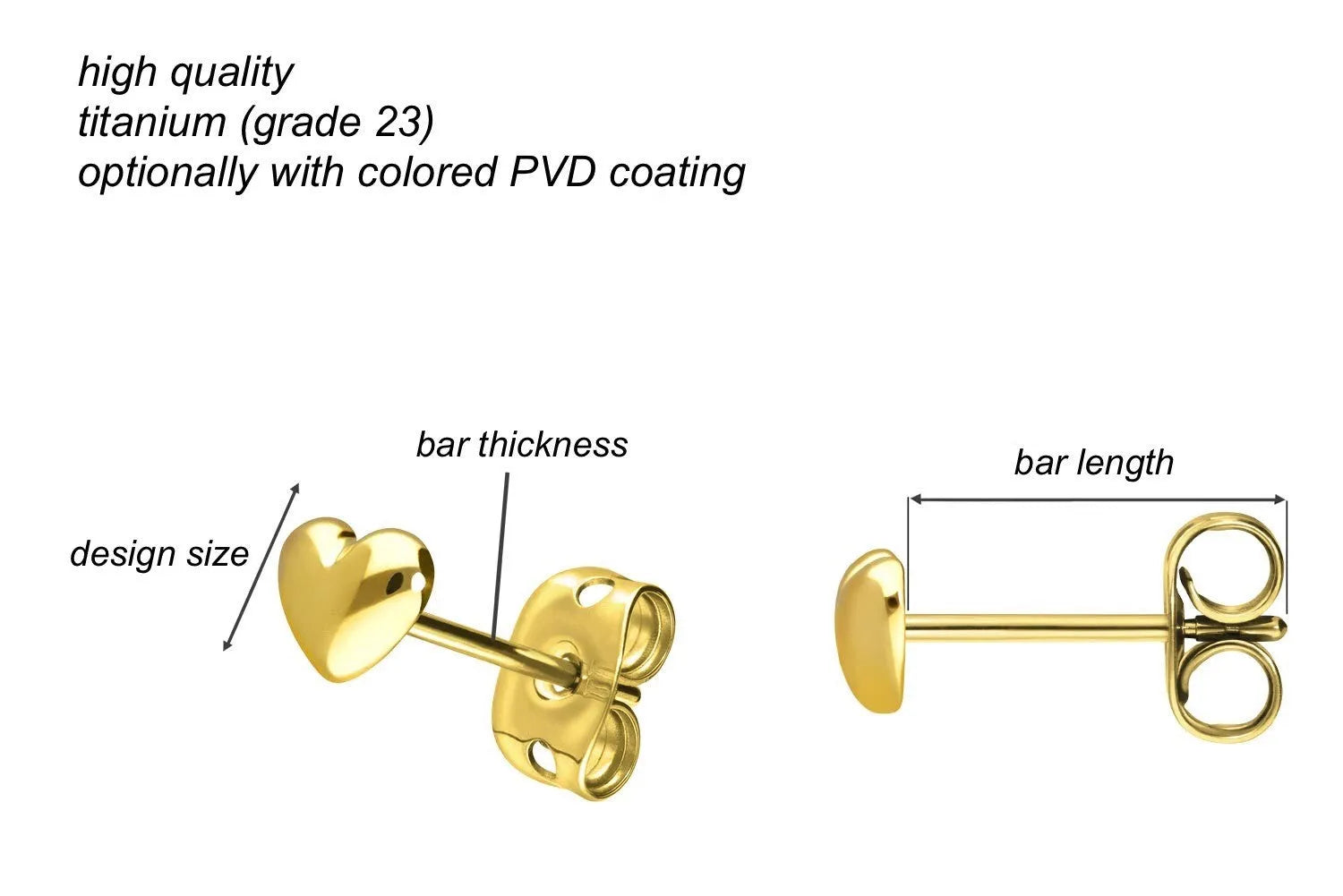 Titanium Stud Earrings - Cute Hearts