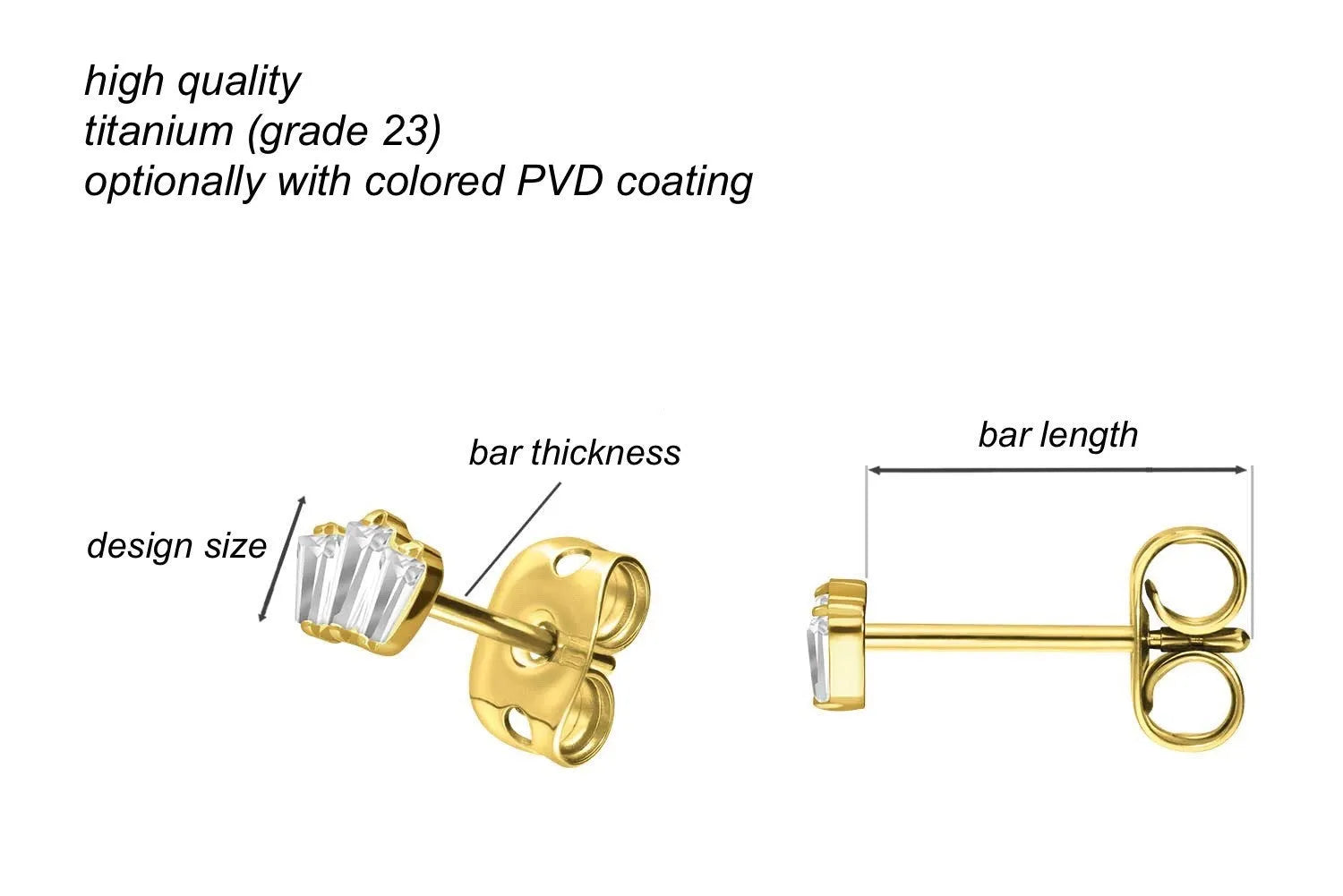 Titanium Stud Earrings - Crystal Crown