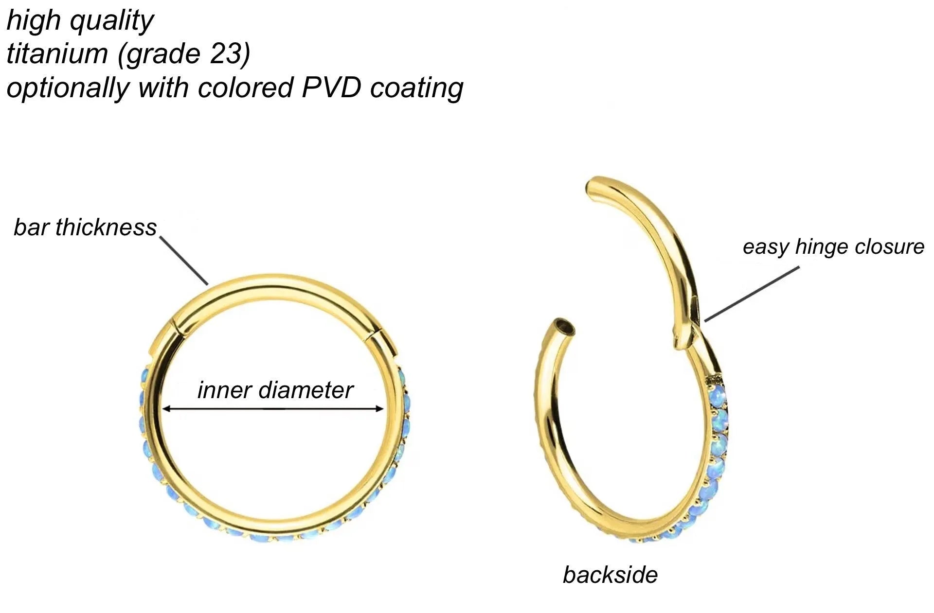 Titanium Clicker Piercing Hoop - Cute Opals