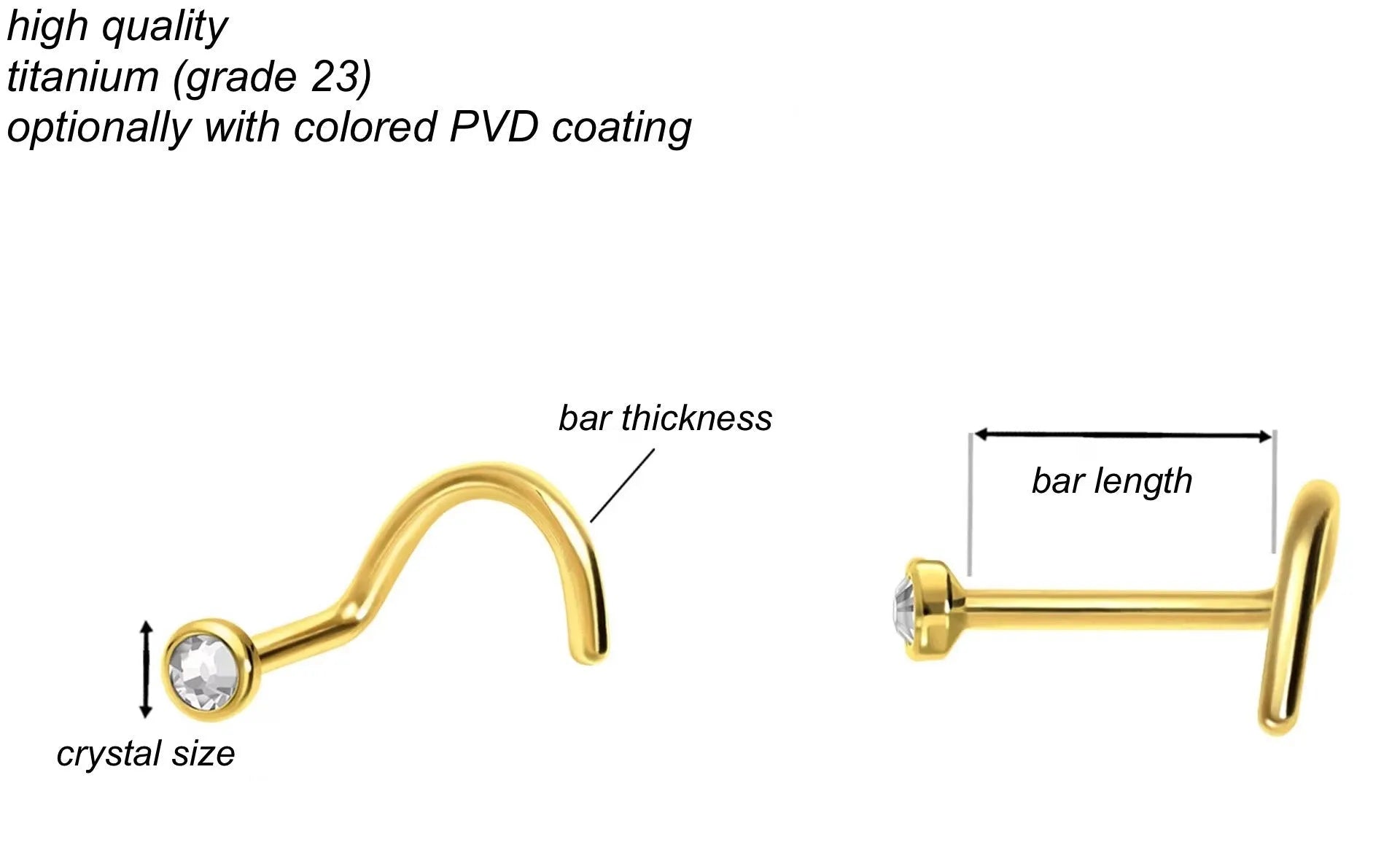 Titanium Nose Ring Corkscrew Stud - The Classic