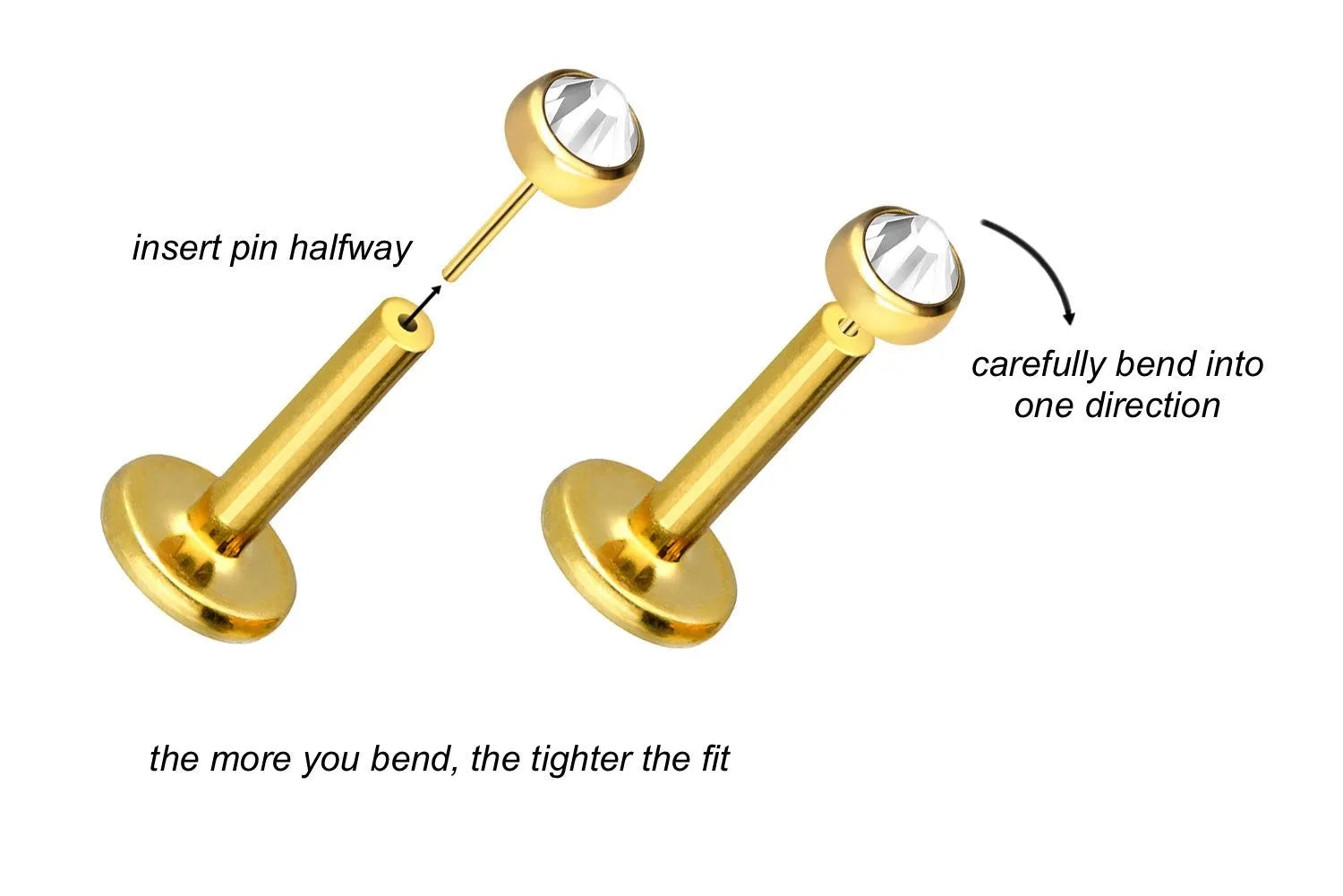 Titanium Push Pin Flat Back Stud - Flat Crystal Silver