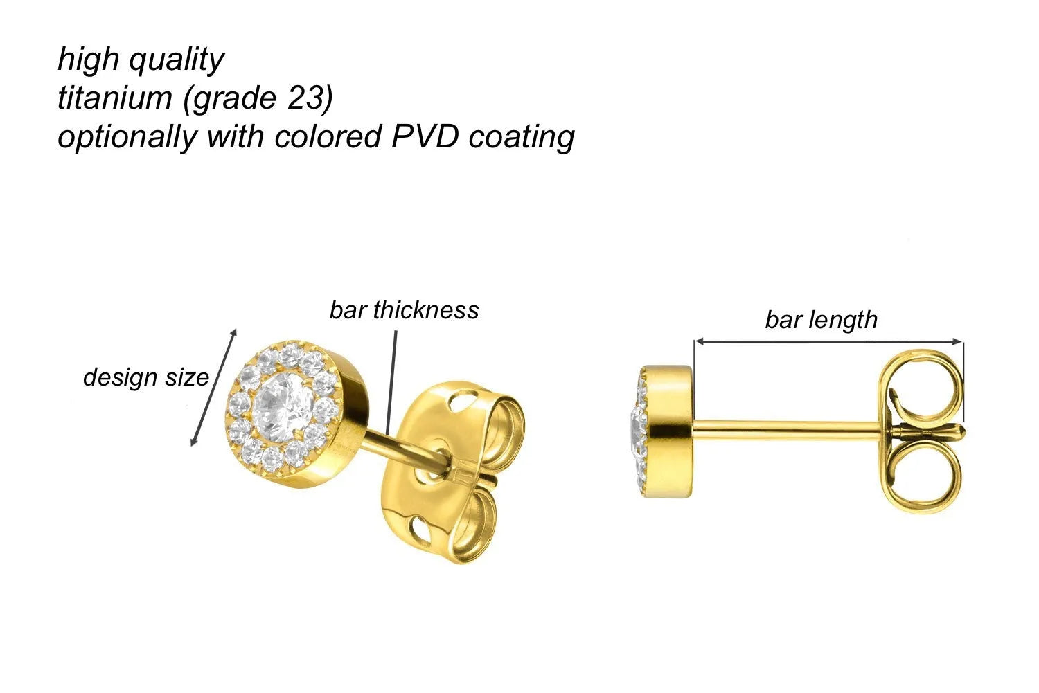 Titanium Stud Earrings - Multi Crystal Disc