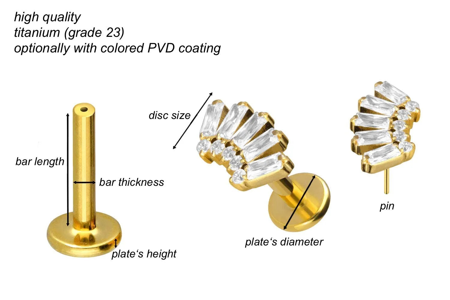Titanium Push Pin Flat Back Stud - Cute Indian Design