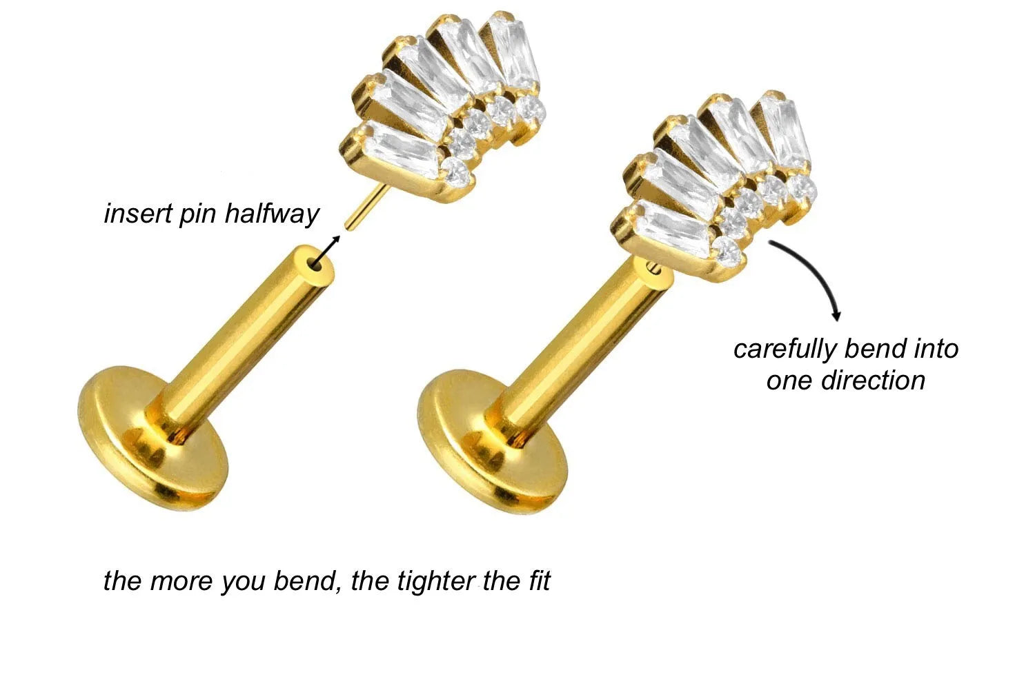 Titanium Push Pin Flat Back Stud - Cute Indian Design
