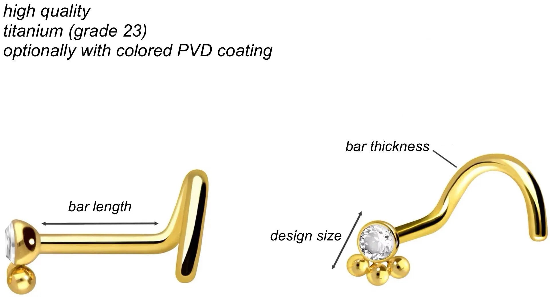 Titanium Nose Ring Corkscrew Stud - Cute Design