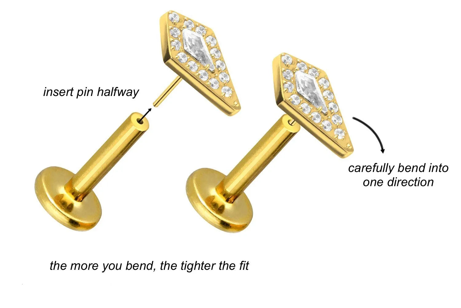 Titanium Push Pin Flat Back Stud - Royal Crystal Shield