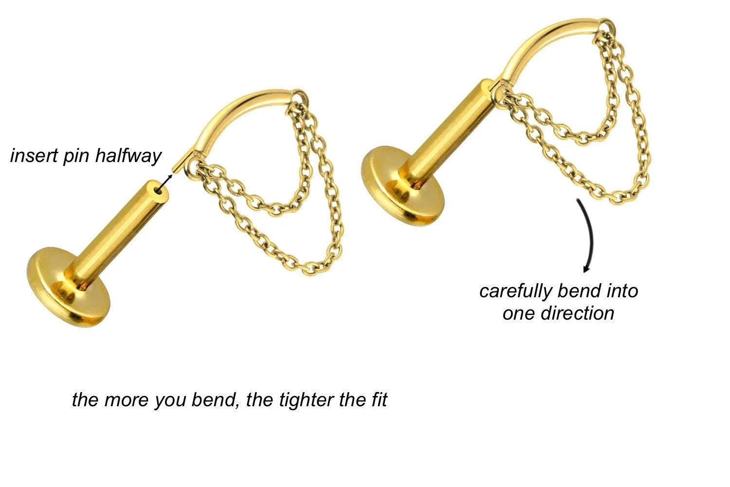 Titanium Hidden Helix Push Pin Flat Back Stud - Floating Chains
