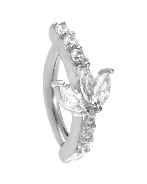 hypoallergenic gold belly ring featuring a hoop with a crystal lotus