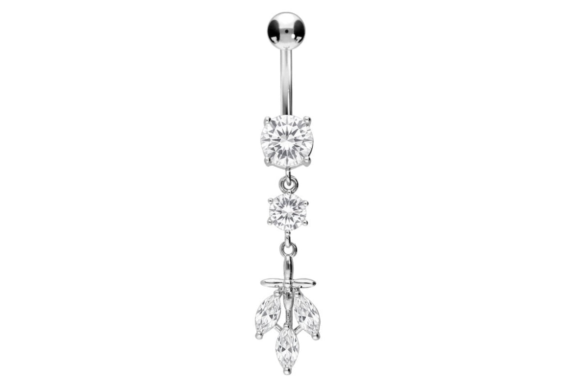 non-tarnish dangle belly ring with a unique design