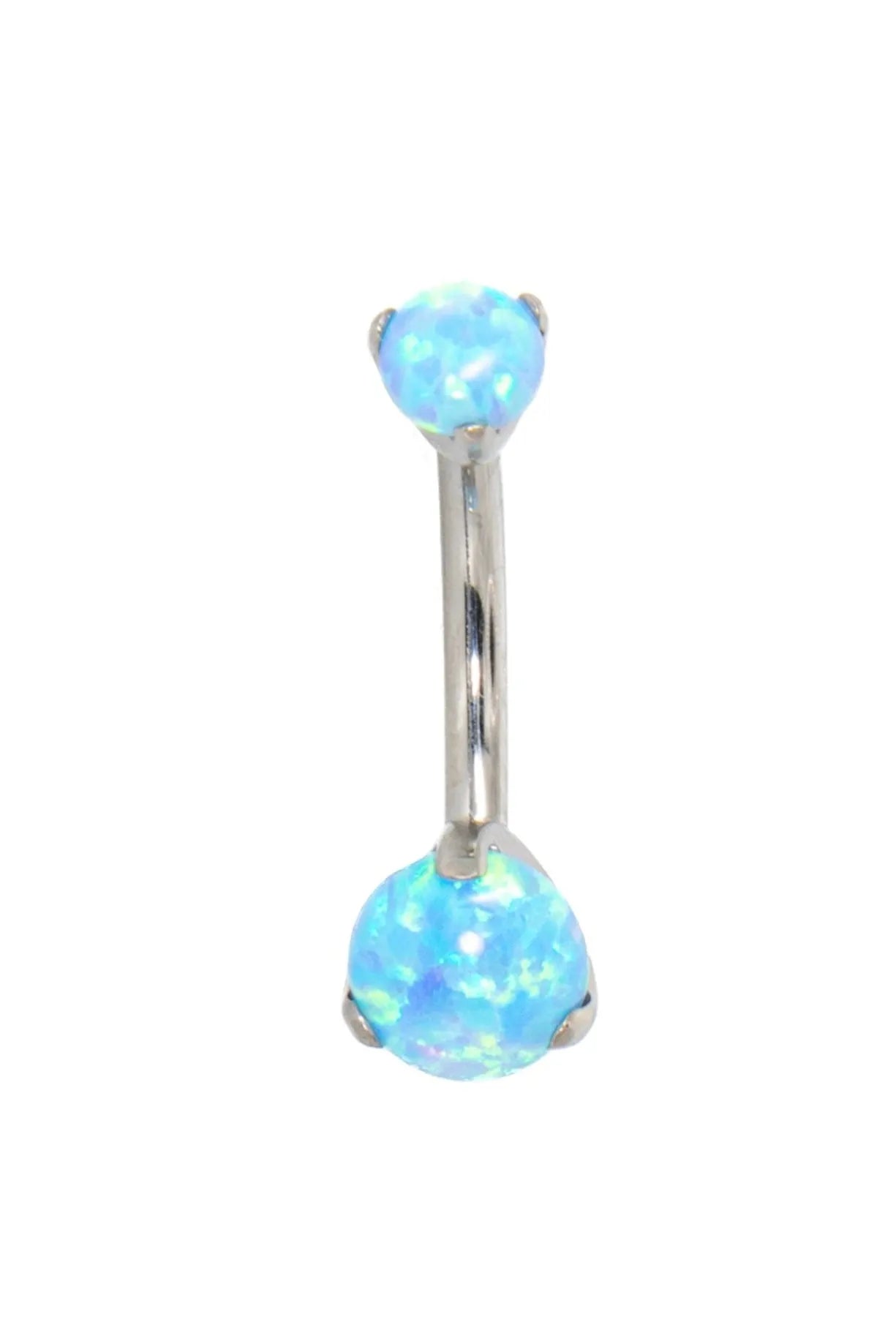 hypoallergenic belly ring with 2 white opals