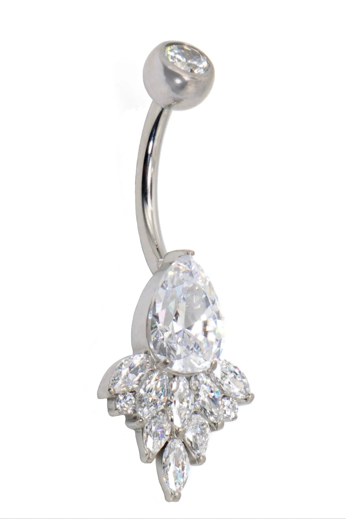 hypoallergenic belly ring featuring an elegant crystal design