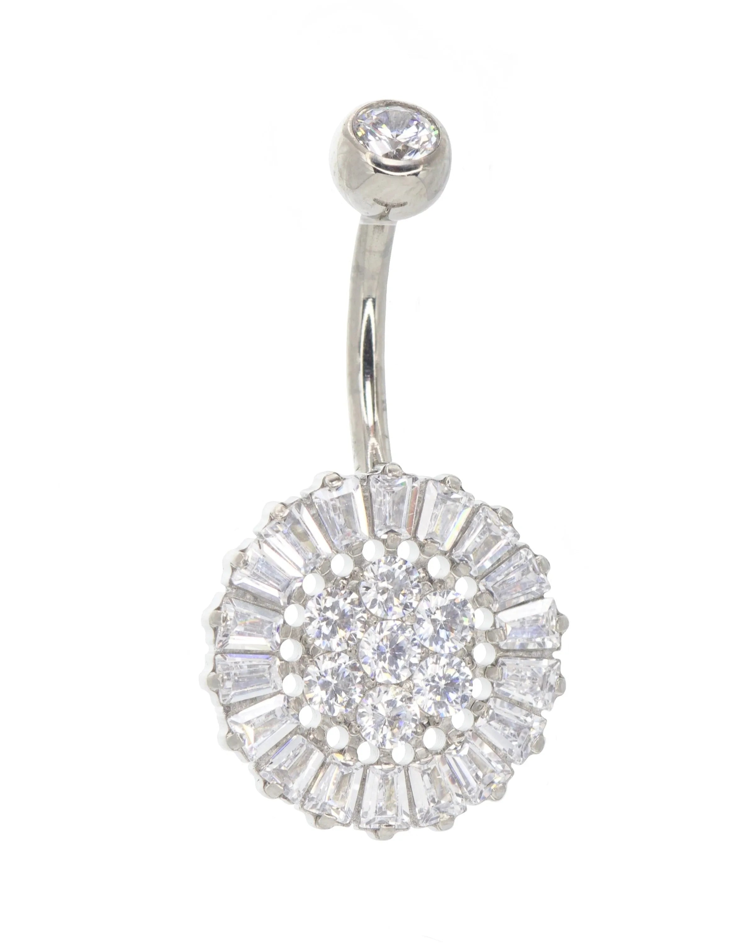 hypoallergenic belly ring featuring an elegant crystal sun