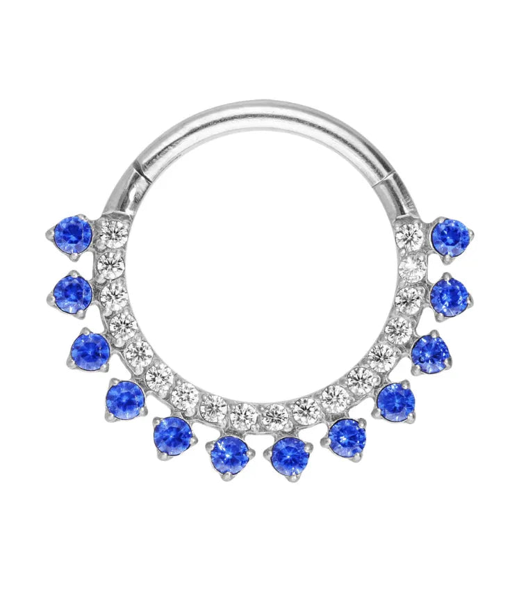 hypoallergenic daith jewelry with a blue crystal design