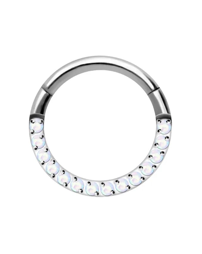 hypoallergenic septum jewelry with dainty white opals