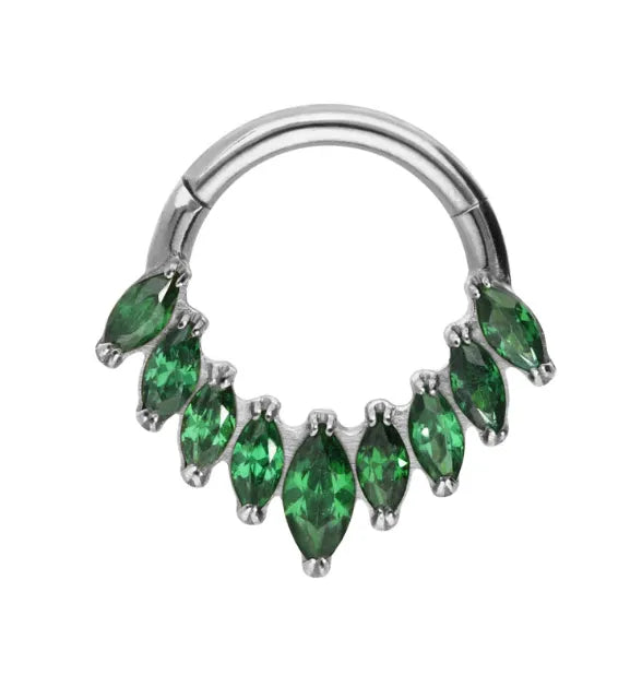 septum jewelry featuring an unique emerald crystal design