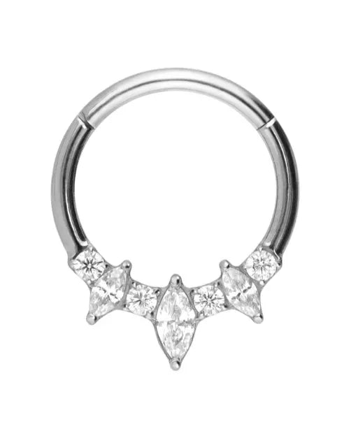 hypoallergenic septum jewelry featuring a dainty crystal design